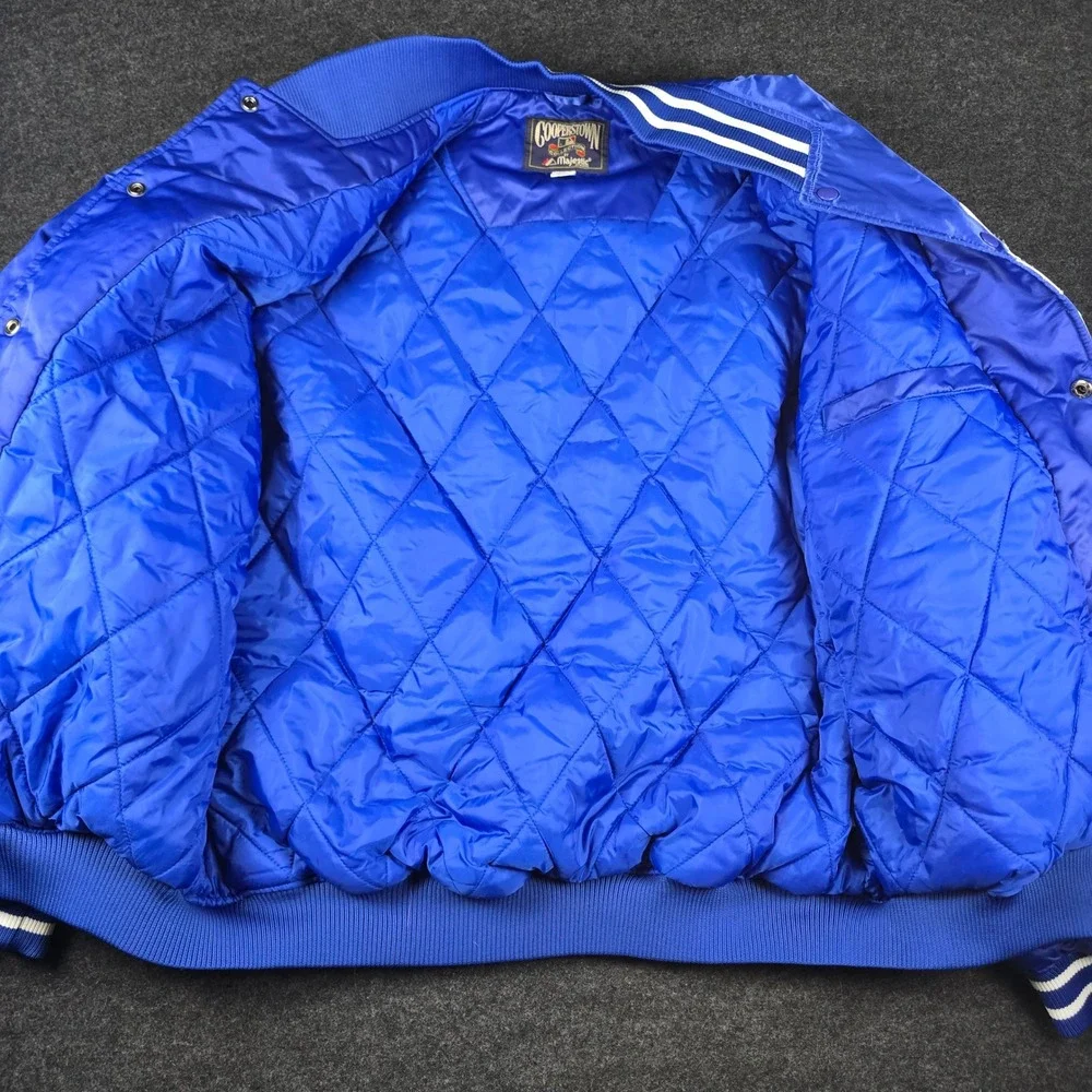 Majestic Cooperstown Collection Mens Blue Brooklyn Dodger Satin Jacket Size XXL